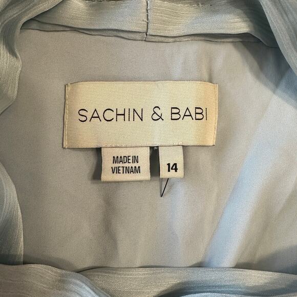 Sachin & Babi Ice Blue Kayla Dress, Formal Maxi Halter, $285 retail, size 14 - Picture 8 of 9